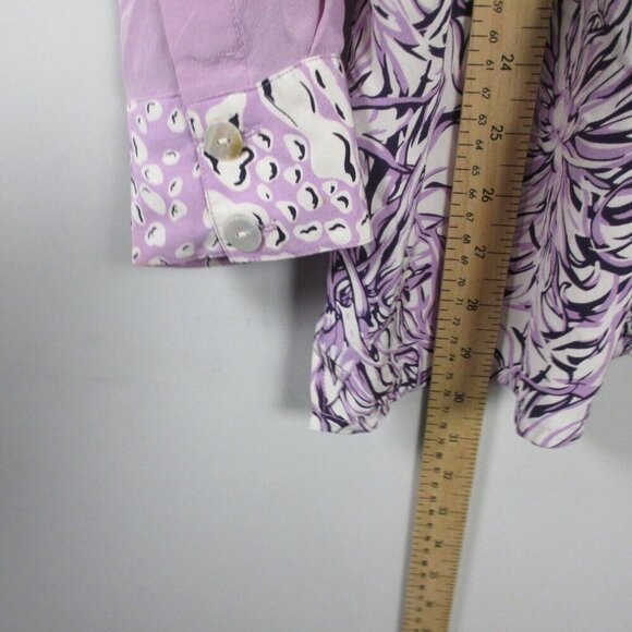 Koos of Course Silk Button Front Blouse Women 1X Purple Art to Wear Floral 162 - Picture 10 of 11